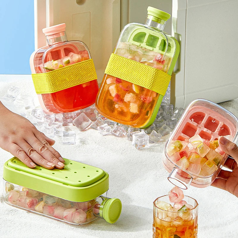 2-in-1 Eiswürfelform mit Deckel und Trinkhalm