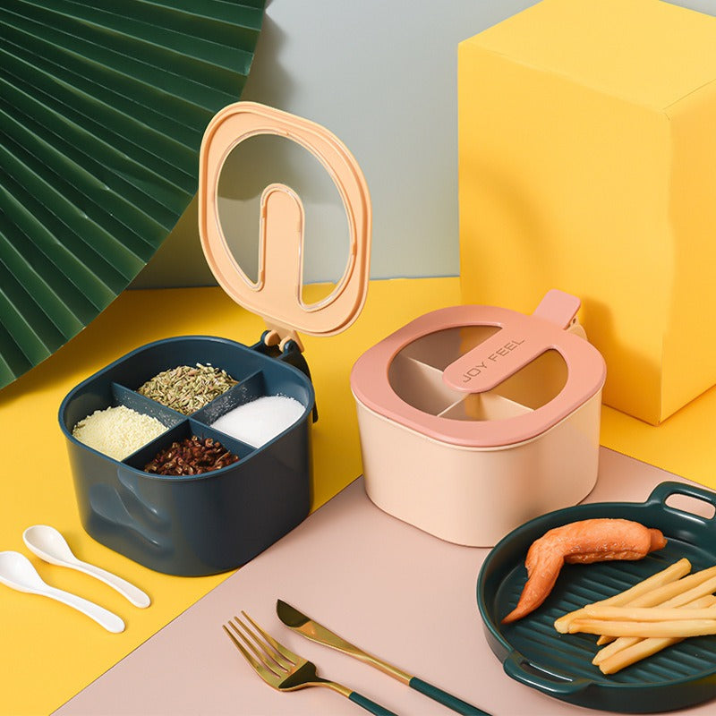 4-teiliges Gewürzboxset mit Deckel und gemeinsamem Ständer