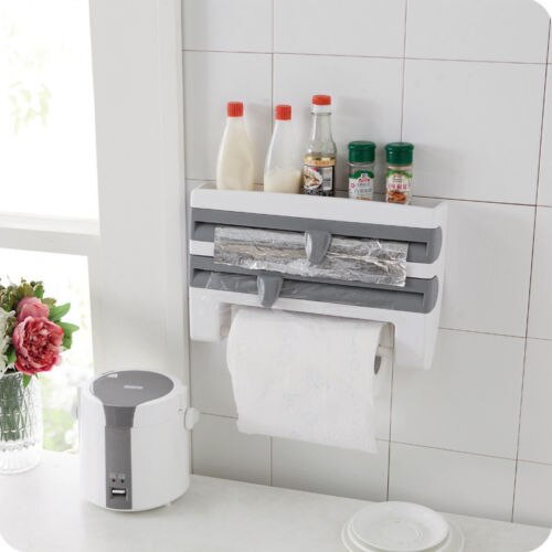 4-in-1 Wandhalterung für Küchenrollen und Frischhaltefolie