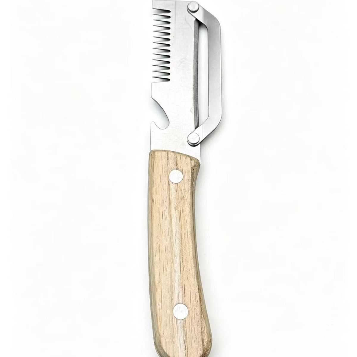 2-in-1 Zwiebelschneider mit Holzgriff und Flaschenöffner