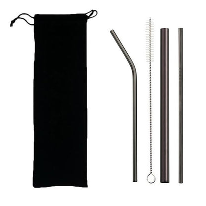 Wiederverwendbare Edelstahl-Trinkhalme mit Bürste und Tasche