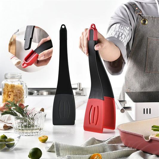 3-in-1 Silikon-Pfannenwender mit Grillzange
