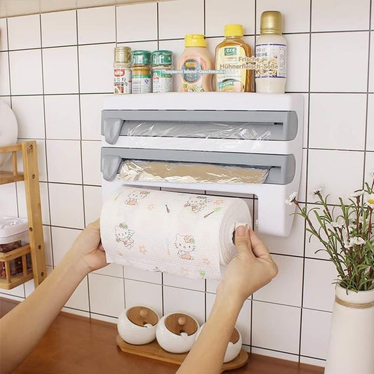 3-in-1 Wandhalterung für Küchenrollen und Alufolie mit Magnetverschluss