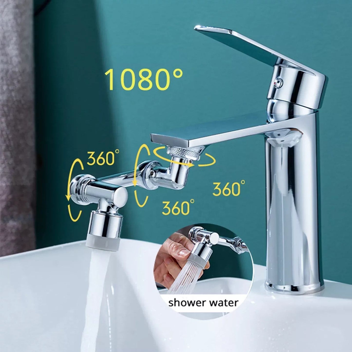 Universell schwenkbarer 1080°-Wasserhahn-Verlängerungsaufsatz