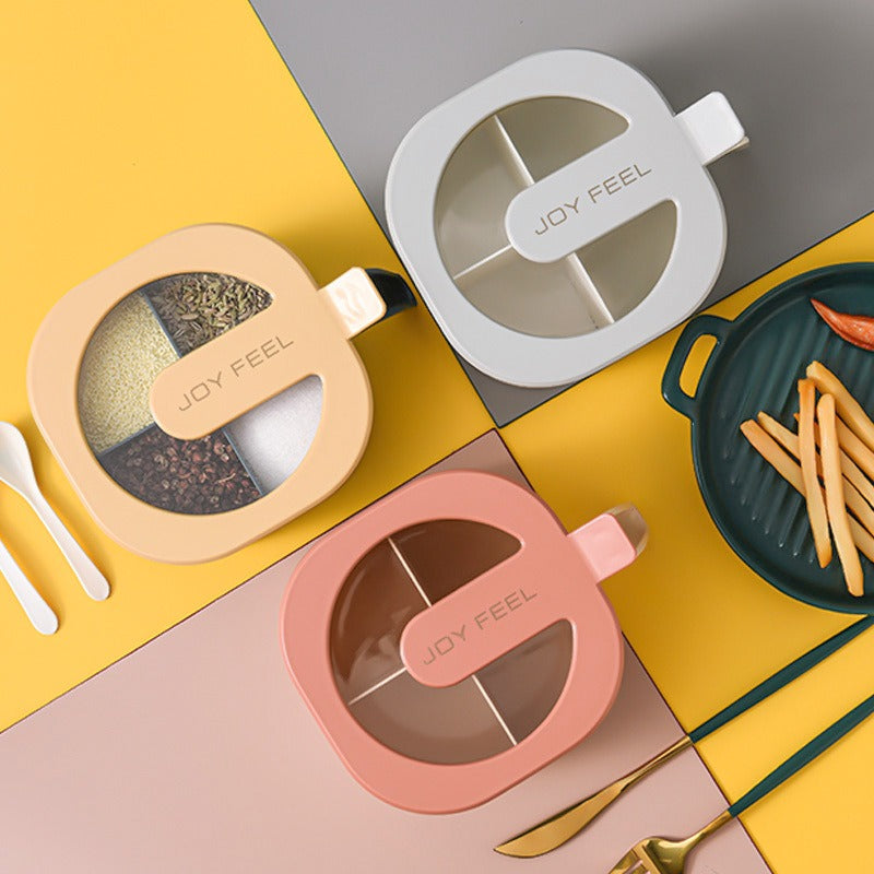 4-teiliges Gewürzboxset mit Deckel und gemeinsamem Ständer