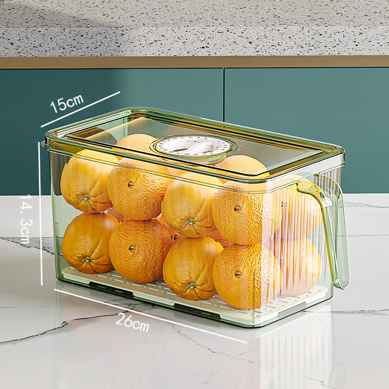 Kühlschrank-Aufbewahrungsbox mit Ablauf und stapelbarem Deckel