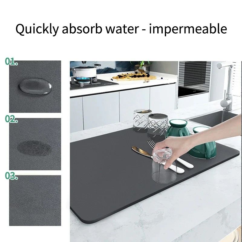 Absorbierende Diatomeenerde-Abtropfmatte für Küche
