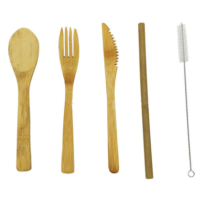 Japanisches Holzbesteck-Set mit Stoffbeutel