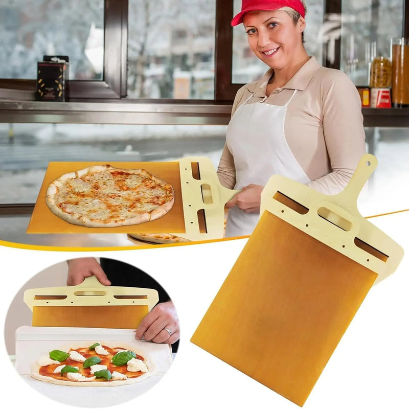 Holz-Pizzaschieber mit Schiebemechanismus
