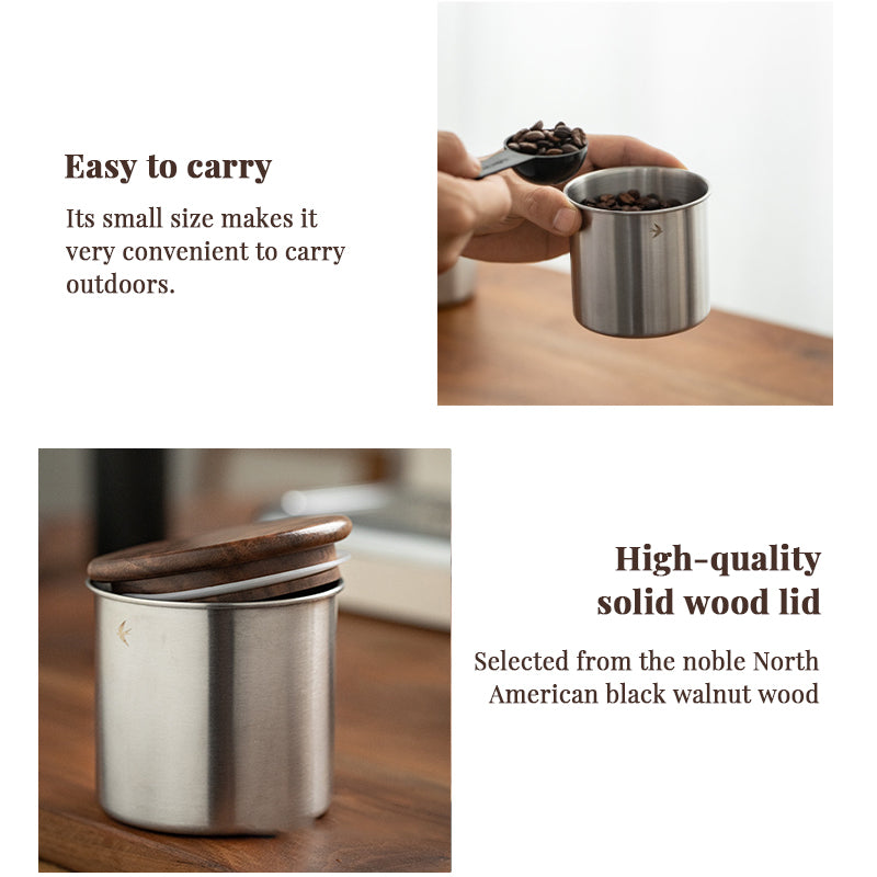Edelstahl-Matcha-Teedose 380/560 ml mit Holzdeckel