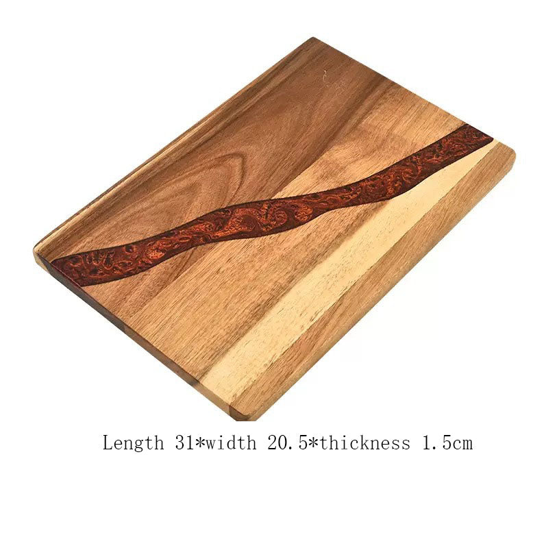 Serviertablett mit Epoxidharz-Holz-Schneidebrett