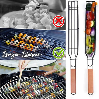 Tragbarer Edelstahl-Grillkorb antihaftbeschichtet