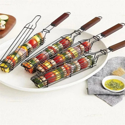 Tragbarer Edelstahl-Grillkorb antihaftbeschichtet